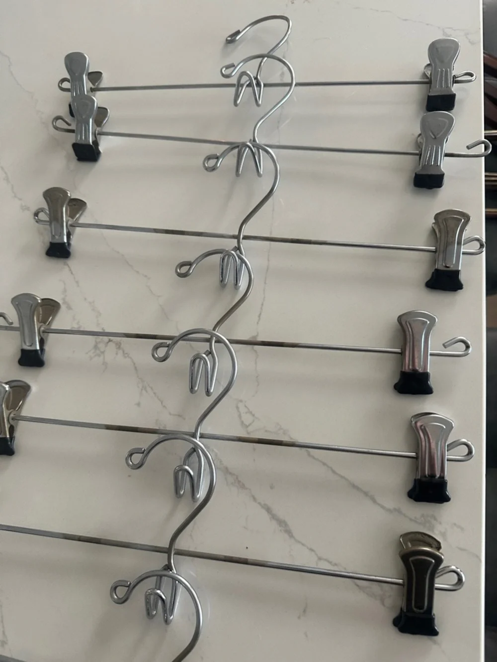 Set of 8 Metal Skirt/Pant Hangers with Clips - Silver - Picture 10 of 13